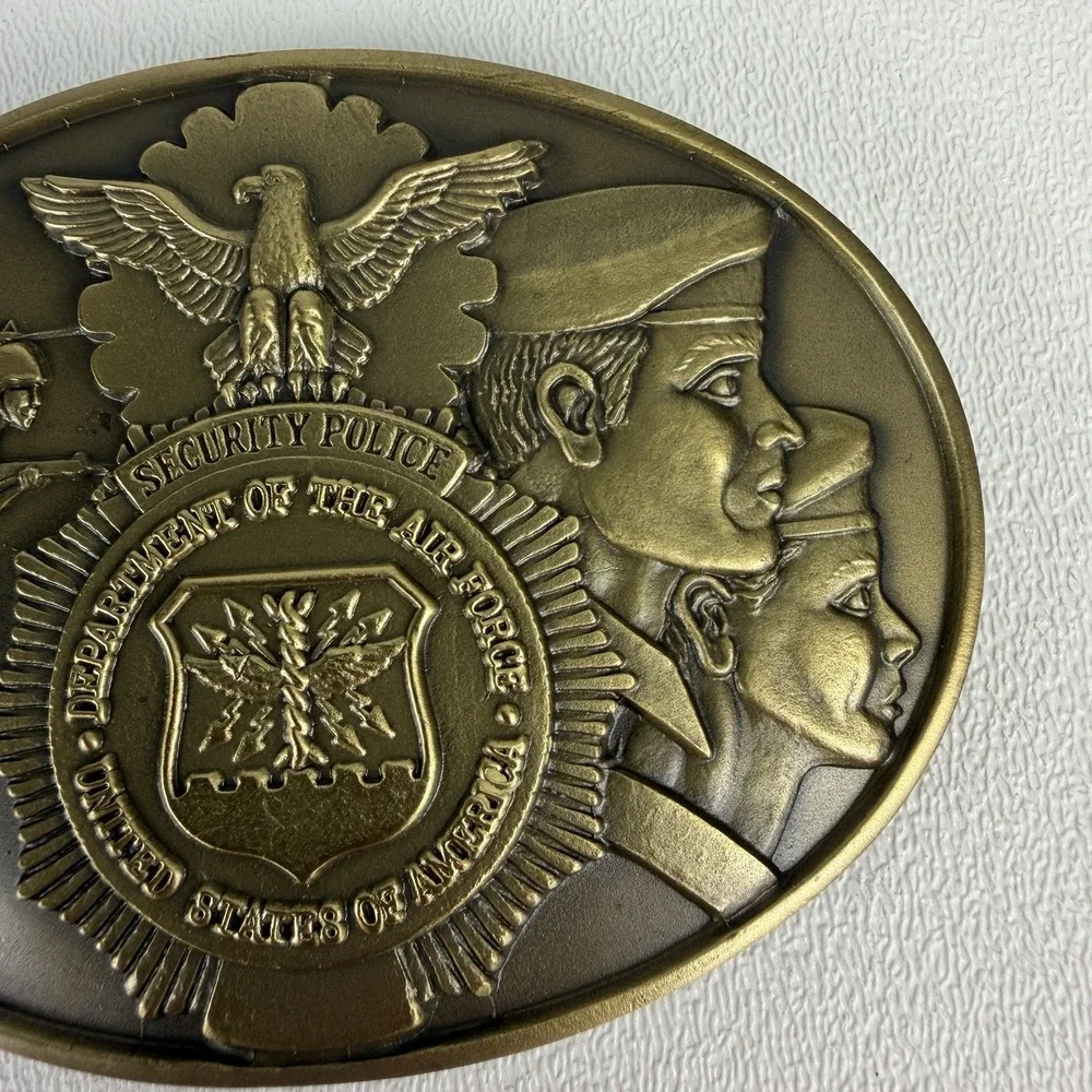 US Air Force Security Police Belt Buckle Vtg 80s ADM Obsolete Collectible
